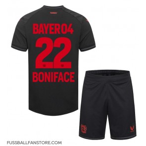 Bayer Leverkusen Victor Boniface #22 Replik Heimtrikot Kinder 2023-24 Kurzarm (+ Kurze Hosen)